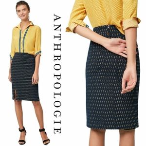 Anthropologie x Maeve | Hannon Textured Pencil Skirt | Blue & Yellow | Size 6